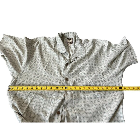 Tommy Bahama Mens White Geometric‎ Button Up Silk Shirt Short Sleeve Size L - Picture 8 of 10